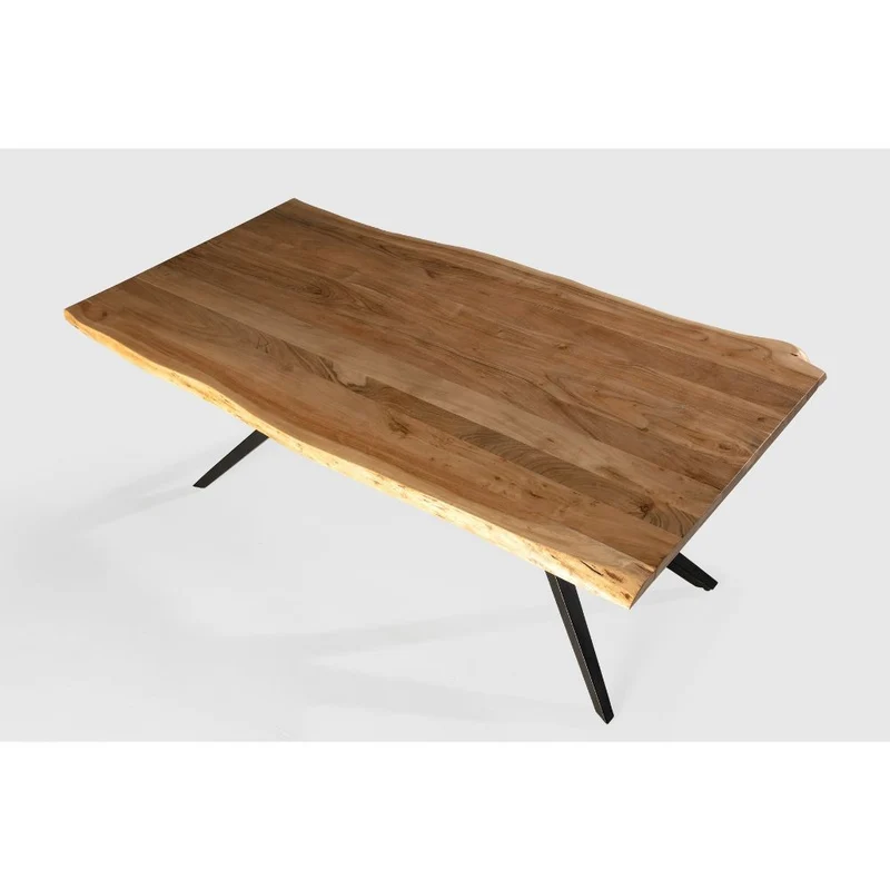 Tavolo fisso in legno di acacia con gambe in metallo colore nero 200x100x75H cm - Carty