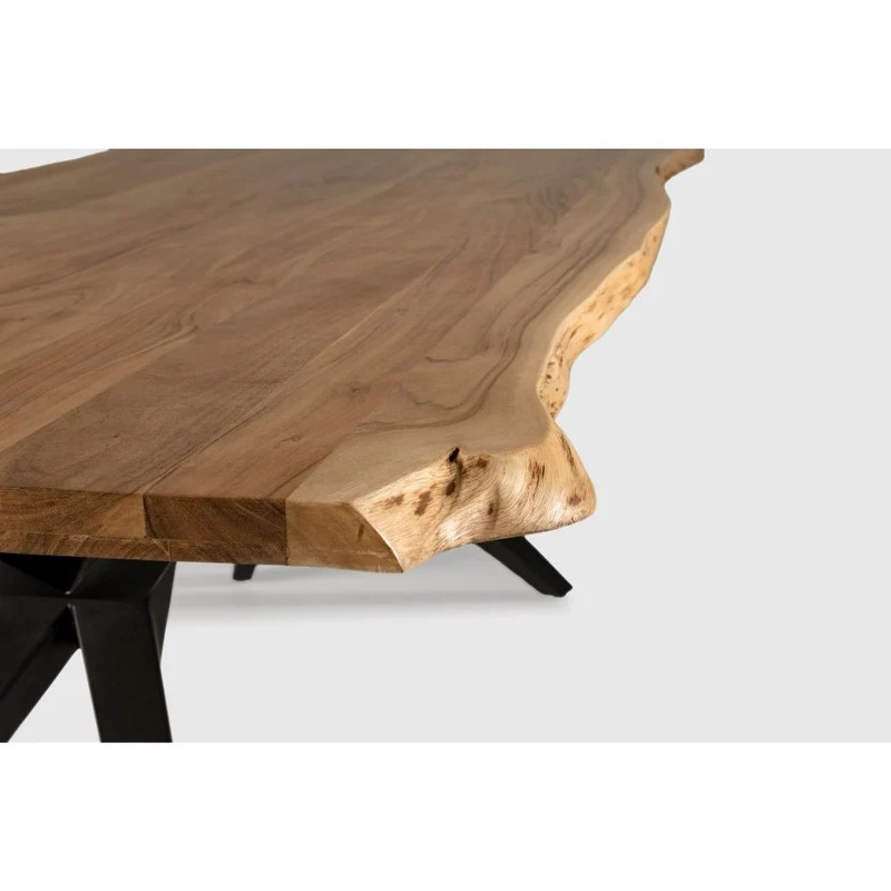 Tavolo fisso in legno di acacia con gambe in metallo colore nero 200x100x75H cm - Carty