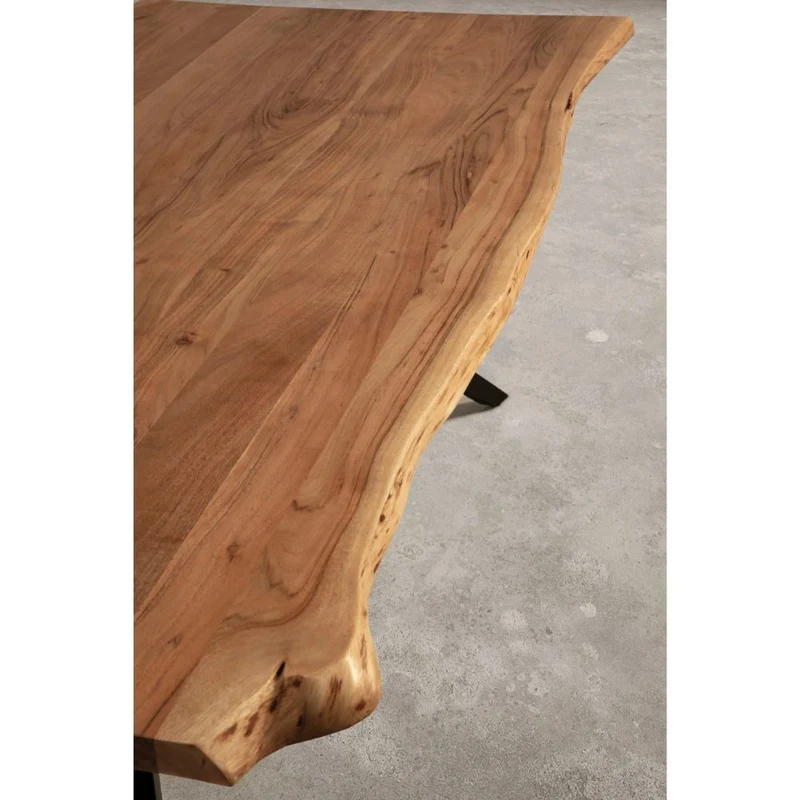 Tavolo fisso in legno di acacia con gambe in metallo colore nero 200x100x75H cm - Carty