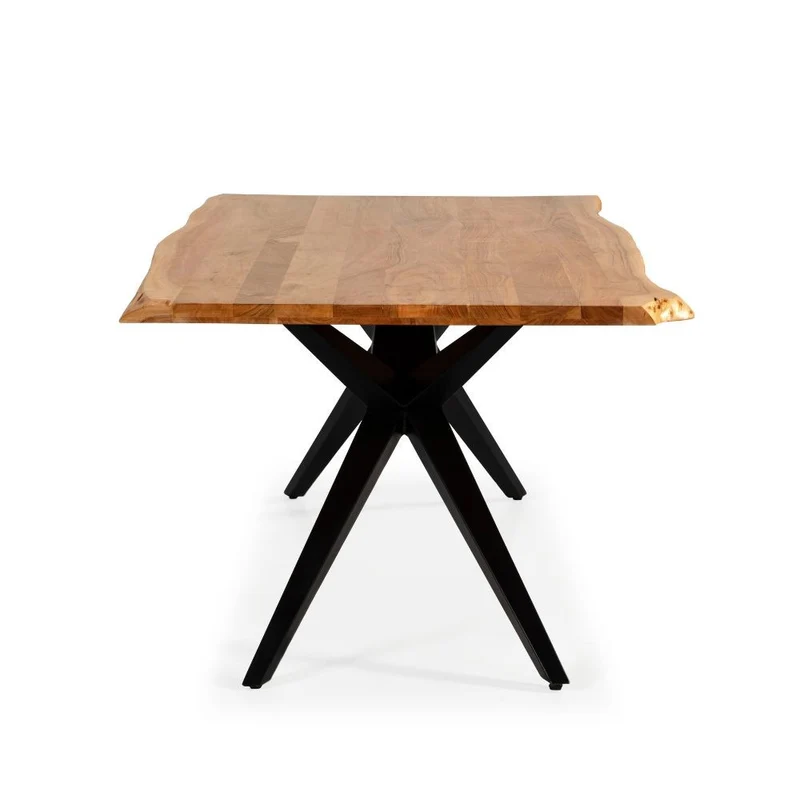 Tavolo fisso in legno di acacia con gambe in metallo colore nero 200x100x75H cm - Carty