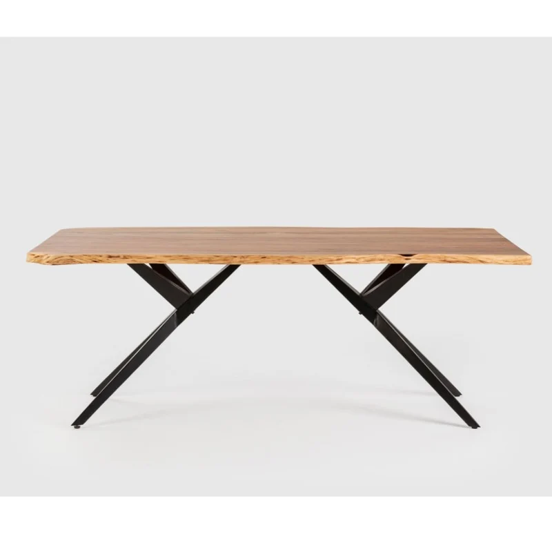 Tavolo fisso in legno di acacia con gambe in metallo colore nero 200x100x75H cm - Carty