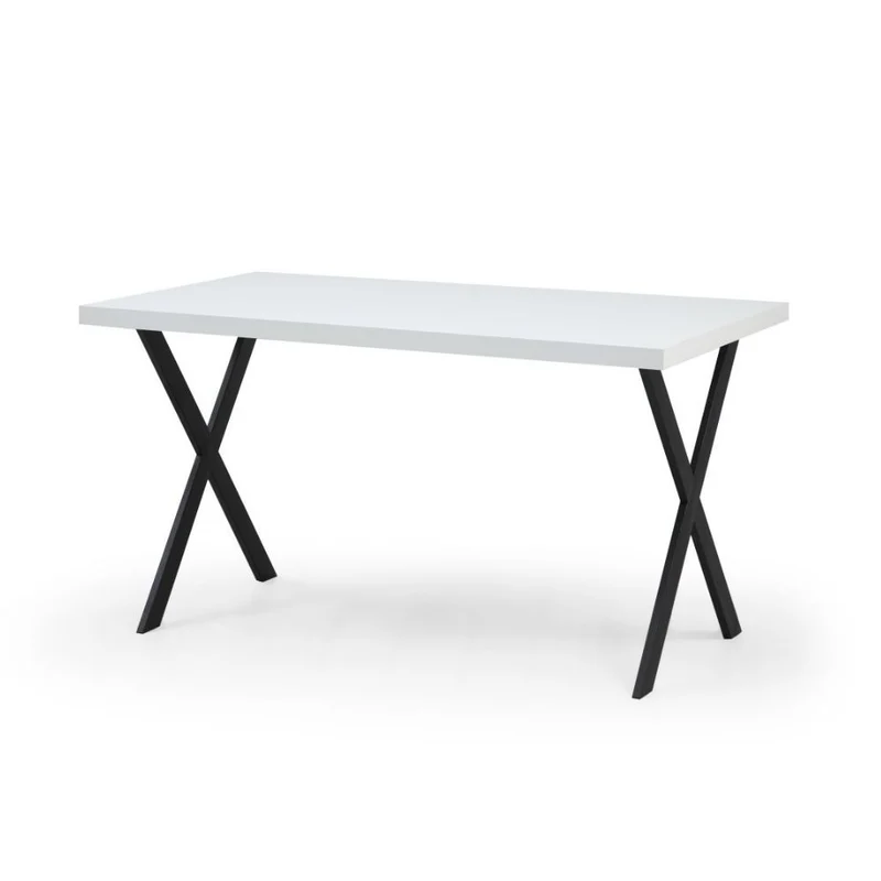 Tavolo fisso rettangolare colore bianco con gambe in metallo nere 139x80 cm - Sidiar