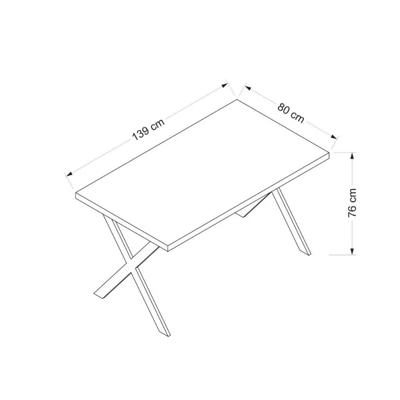 Tavolo fisso rettangolare colore bianco con gambe in metallo nere 139x80 cm - Sidiar