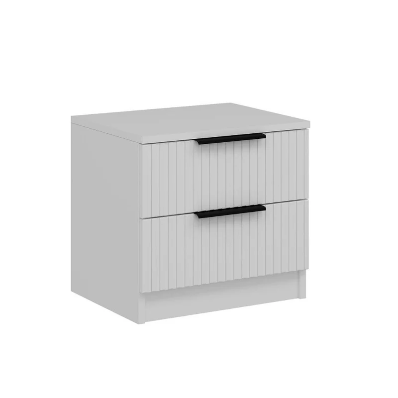 Comodino con due cassetti colore bianco effetto cannettato 50x40x47H cm - Wilmy