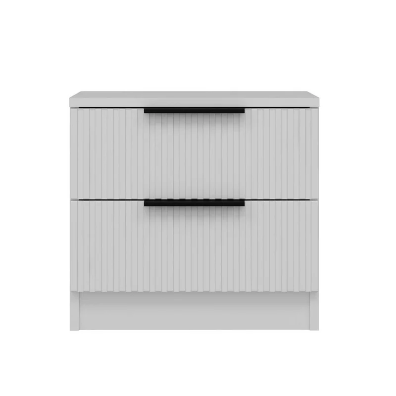 Comodino con due cassetti colore bianco effetto cannettato 50x40x47H cm - Wilmy