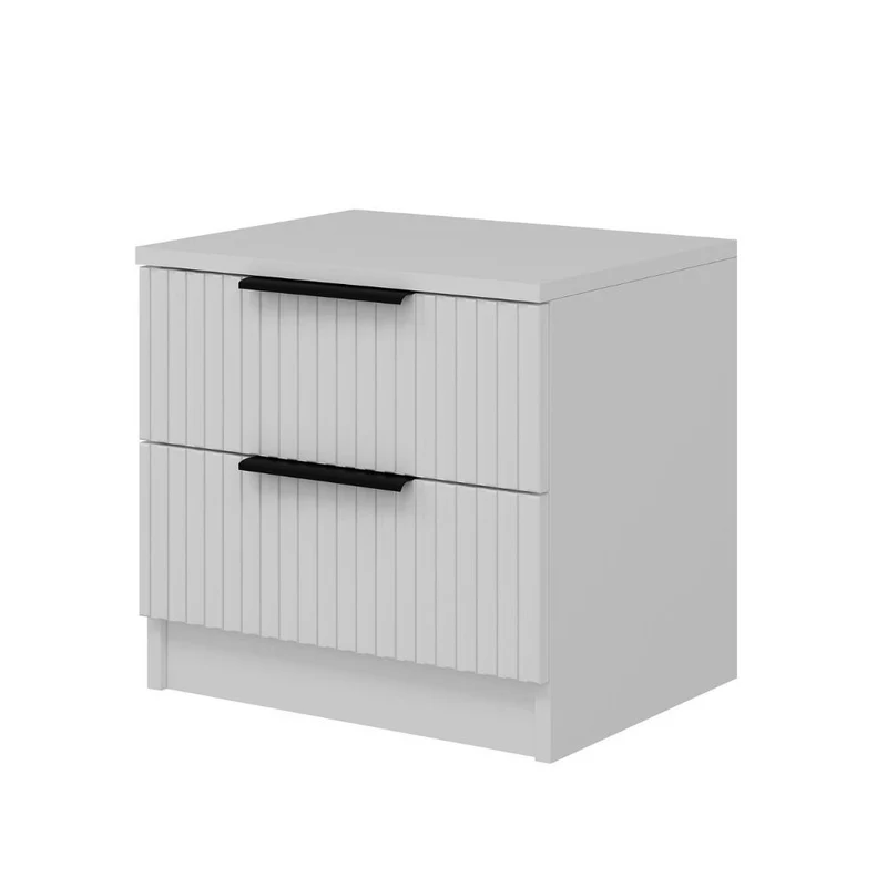 Comodino con due cassetti colore bianco effetto cannettato 50x40x47H cm - Wilmy