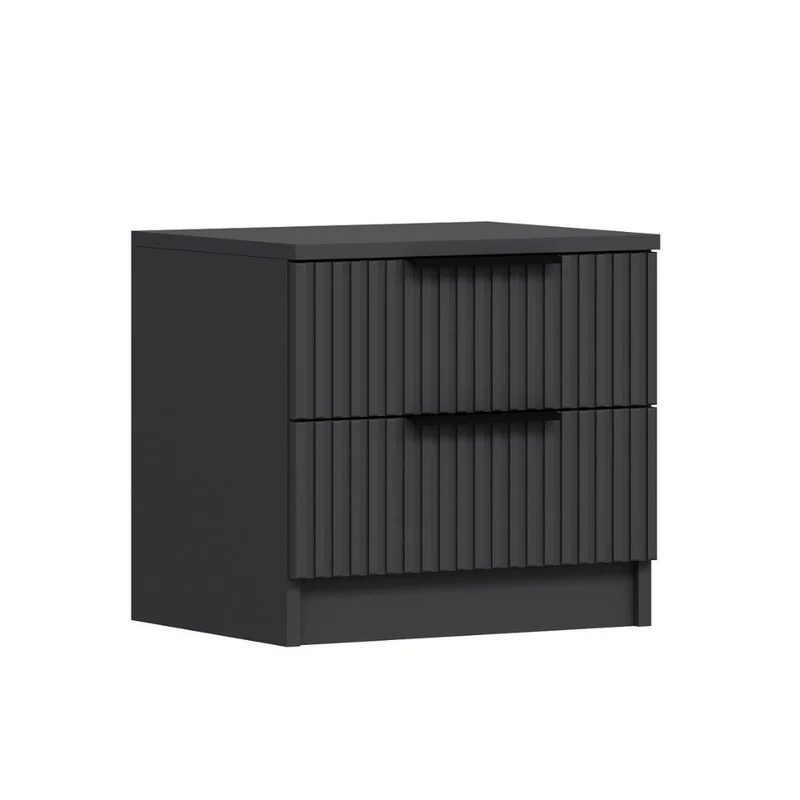 Comodino con due cassetti colore antracite effetto cannettato 50x40x47H cm - Wilmy
