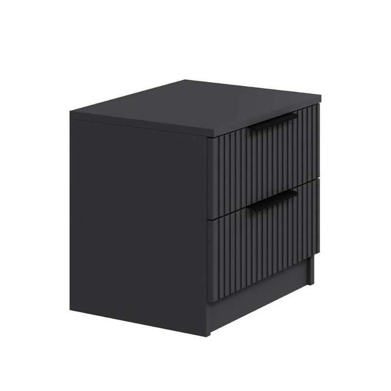 Comodino con due cassetti colore antracite effetto cannettato 50x40x47H cm - Wilmy