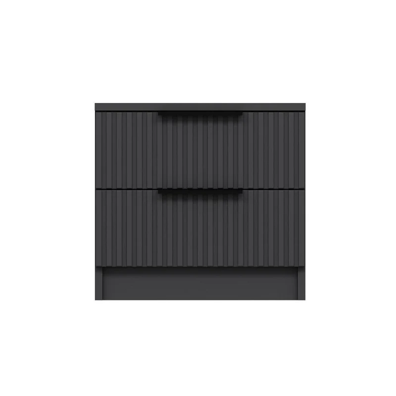 Comodino con due cassetti colore antracite effetto cannettato 50x40x47H cm - Wilmy