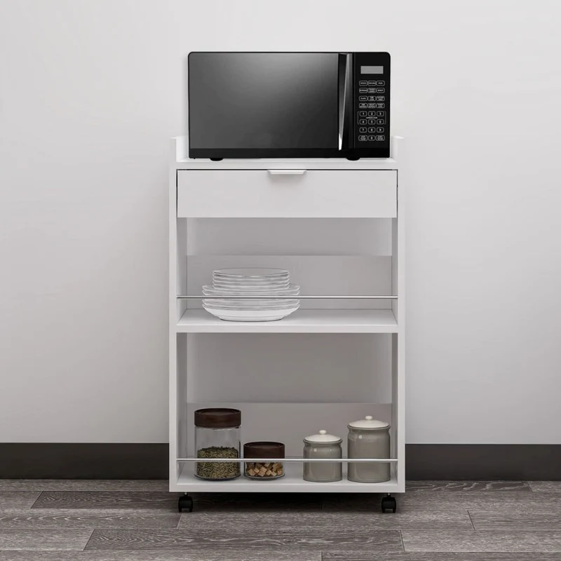 Carrello da cucina con vani a giorno e cassetto colore bianco 60x45x95H cm - Sytia