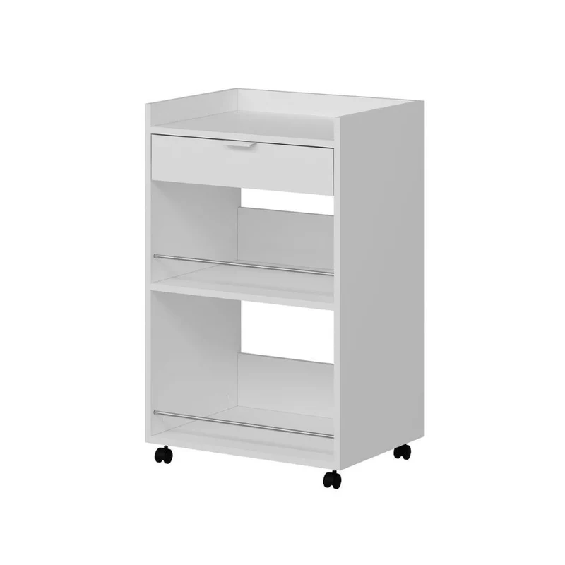 Carrello da cucina con vani a giorno e cassetto colore bianco 60x45x95H cm - Sytia