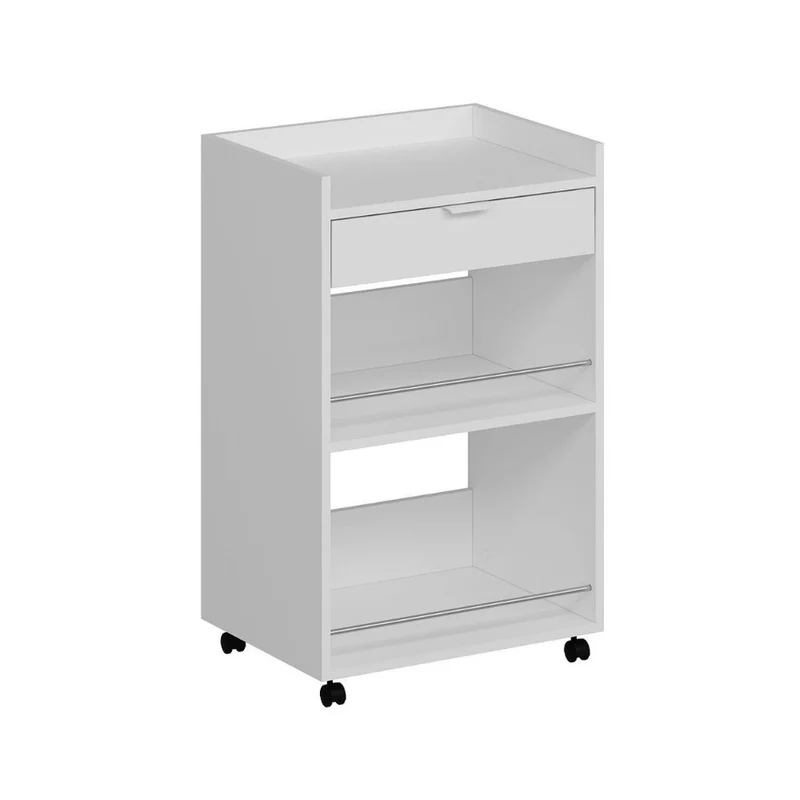Carrello da cucina con vani a giorno e cassetto colore bianco 60x45x95H cm - Sytia