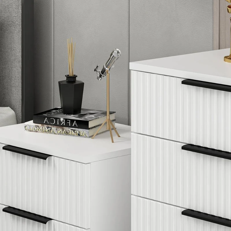 Cassettiera con 4 cassetti colore bianco effetto cannettato 72x42x77H cm - Wilmy