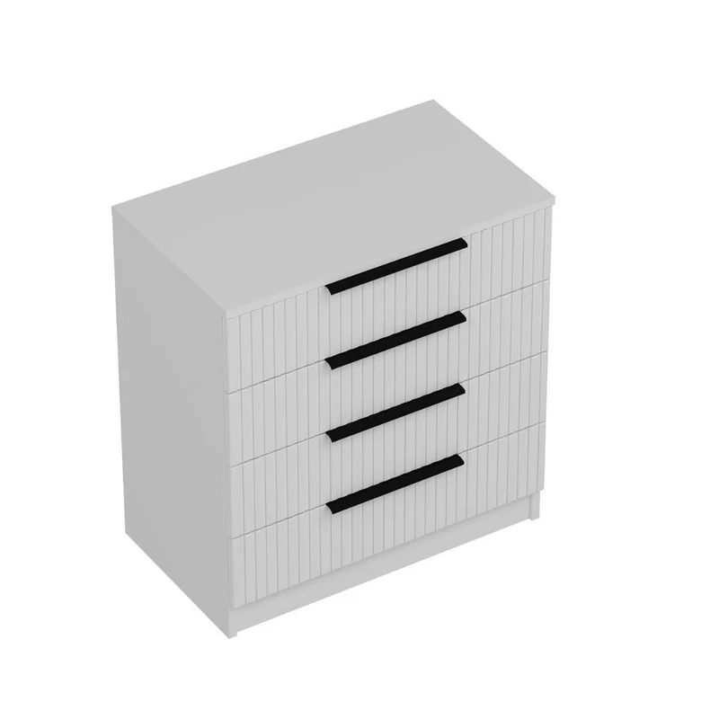 Cassettiera con 4 cassetti colore bianco effetto cannettato 72x42x77H cm - Wilmy