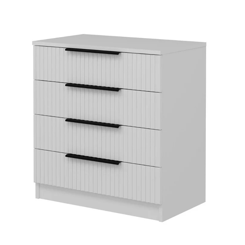 Cassettiera con 4 cassetti colore bianco effetto cannettato 72x42x77H cm - Wilmy