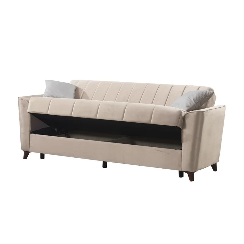 Divano a 3 posti con contenitore e funzione letto colore crema 223 cm - Mokel