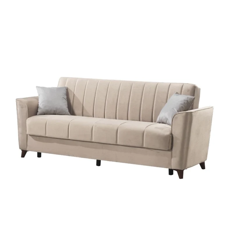 Divano a 3 posti con contenitore e funzione letto colore crema 223 cm - Mokel