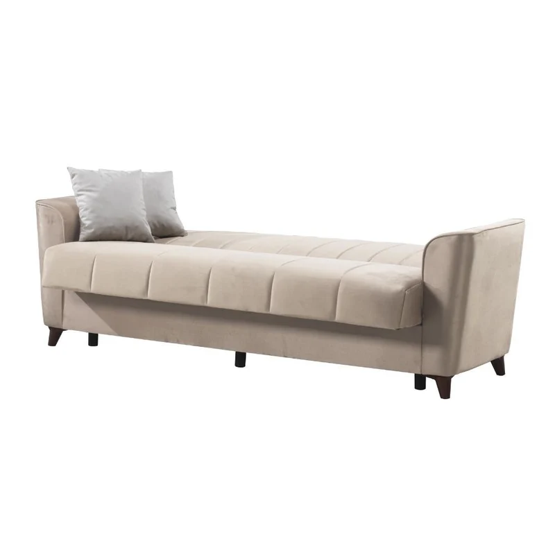 Divano a 3 posti con contenitore e funzione letto colore crema 223 cm - Mokel