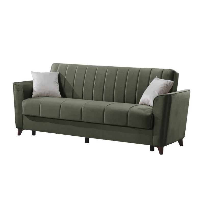 Divano a 3 posti con contenitore e funzione letto colore verde 223 cm - Mokel