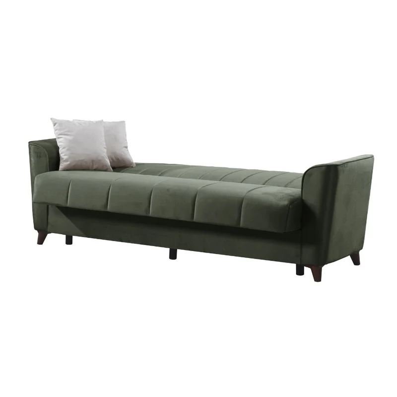 Divano a 3 posti con contenitore e funzione letto colore verde 223 cm - Mokel