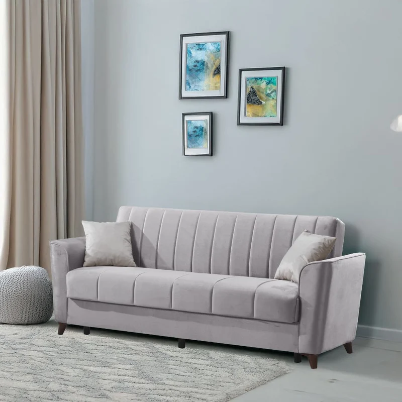 Divano a 3 posti con contenitore e funzione letto colore grigio 223 cm - Mokel