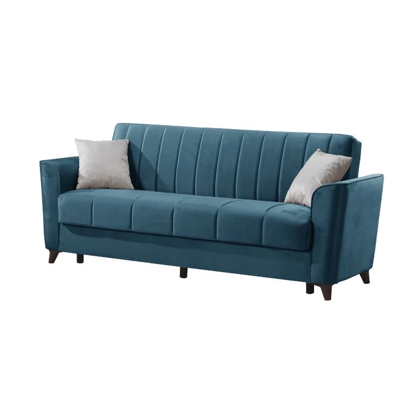 Divano a 3 posti con contenitore e funzione letto colore blu 223 cm - Mokel