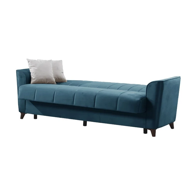 Divano a 3 posti con contenitore e funzione letto colore blu 223 cm - Mokel