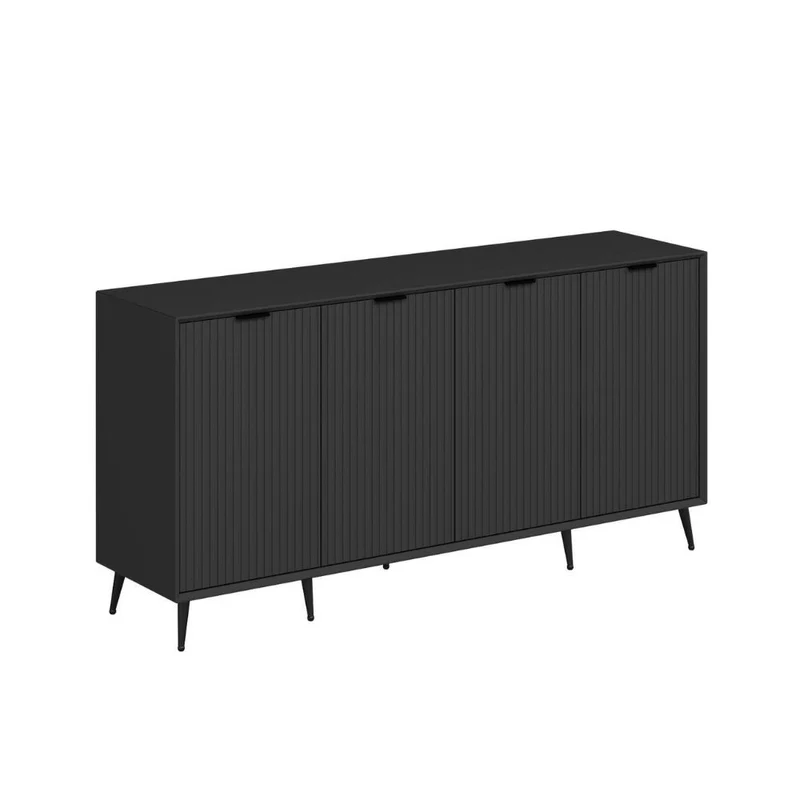 Madia con 4 ante colore antracite effetto cannettato 180x45x90H cm - Wilmy