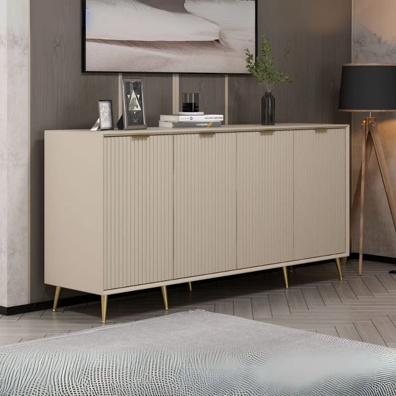 Madia con 4 ante colore cashmere effetto cannettato 180x45x90H cm - Wilmy