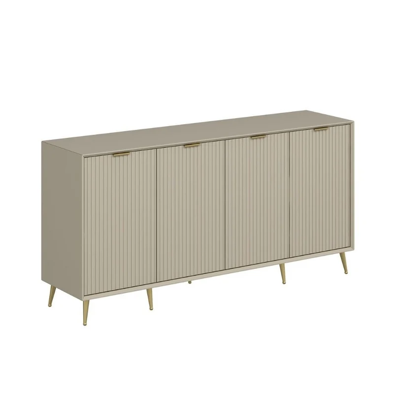 Madia con 4 ante colore cashmere effetto cannettato 180x45x90H cm - Wilmy