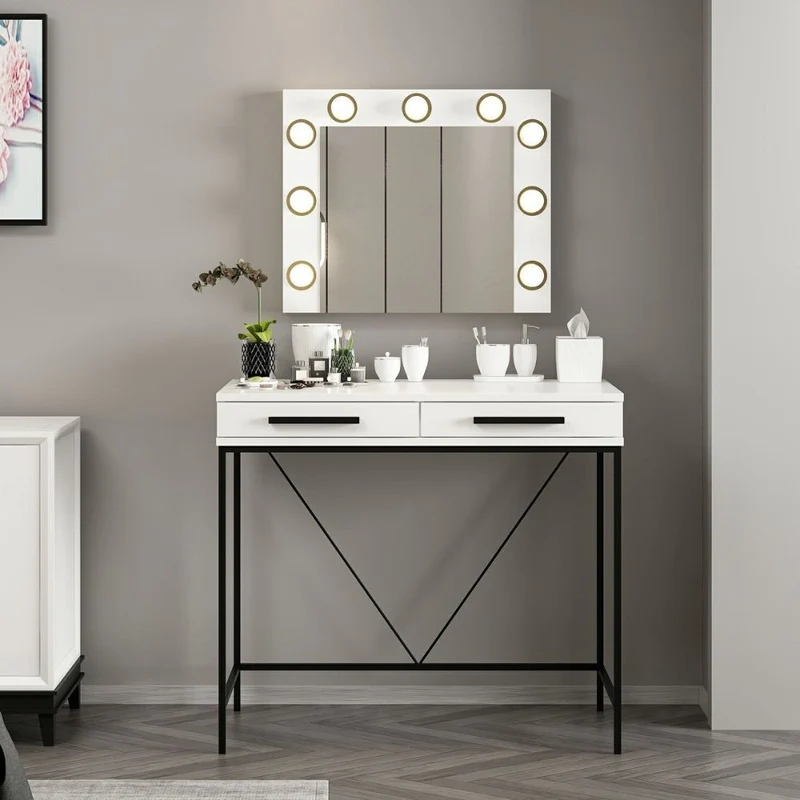 Toeletta da trucco con cassetti colore bianco 90x45x80H cm - Altes