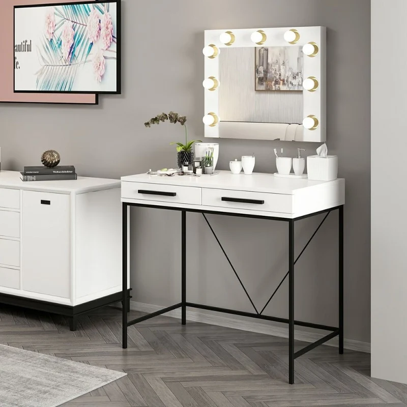 Toeletta da trucco con cassetti colore bianco 90x45x80H cm - Altes