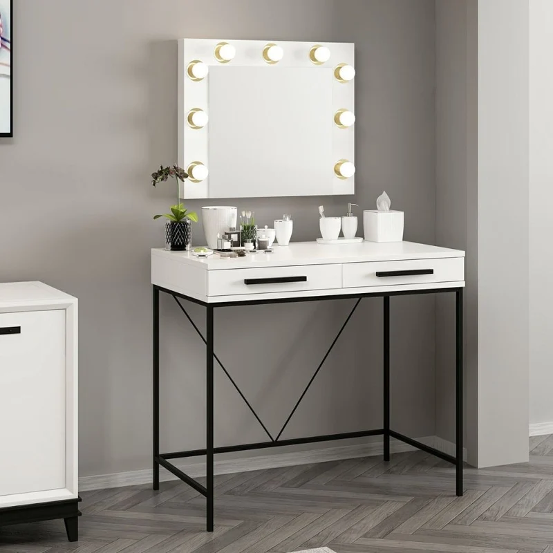 Toeletta da trucco con cassetti colore bianco 90x45x80H cm - Altes