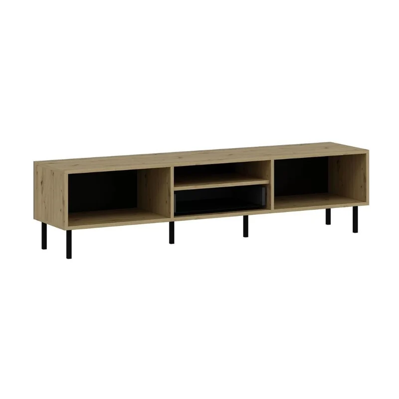 Mobile porta TV con 3 ante e vano colore rovere e antracite 180x40x45H cm - Adils