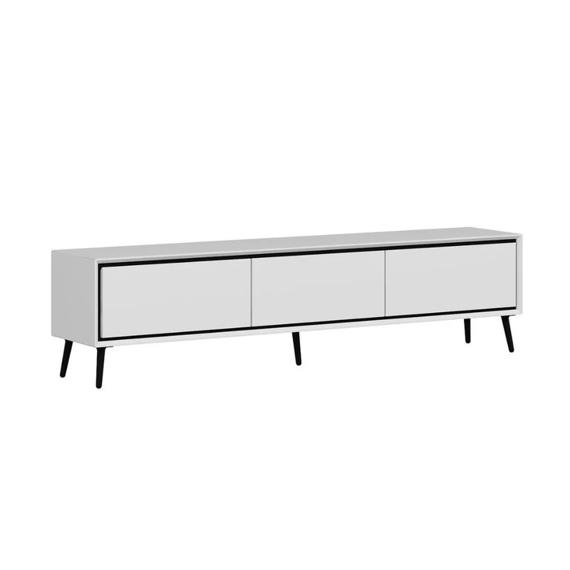 Mobile porta TV con 3 ante colore bianco e piedi neri 180x35x45H cm - Kerip