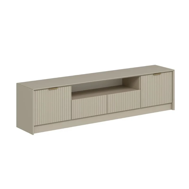 Porta TV con ante colore cashmere effetto cannettato 180x35x45H cm - Wilmy