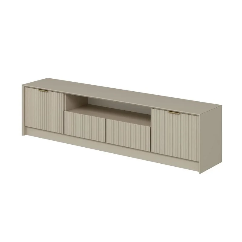 Porta TV con ante colore cashmere effetto cannettato 180x35x45H cm - Wilmy