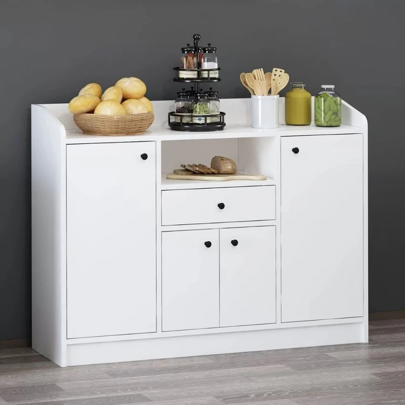 Mobile multiuso con 4 ante e cassetto colore bianco 120x35x90H cm - Arian
