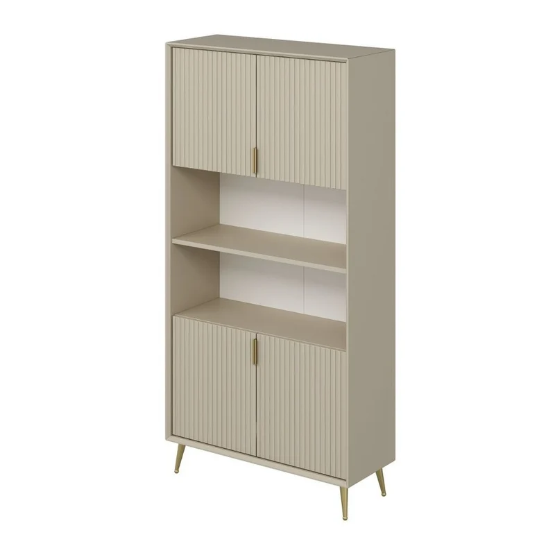 Credenza alta con ante colore cashmere effetto cannettato 90x35x180H cm - Wilmy