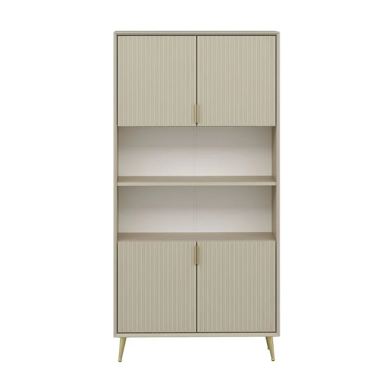 Credenza alta con ante colore cashmere effetto cannettato 90x35x180H cm - Wilmy