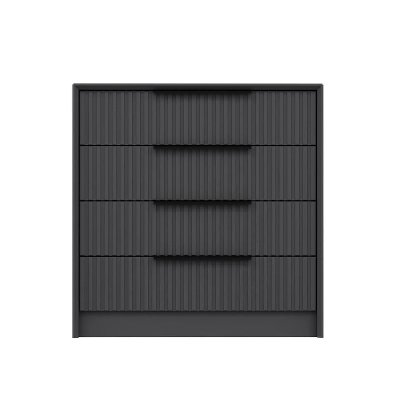 Cassettiera con 4 cassetti incassati colore antracite effetto cannettato 72x42x77H cm - Wilmy