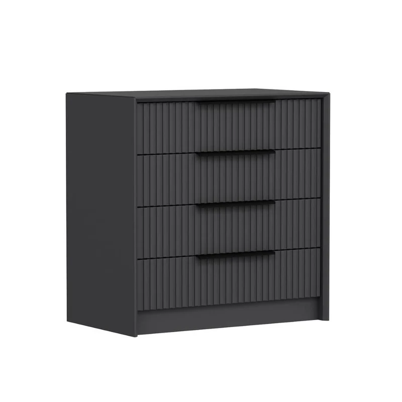 Cassettiera con 4 cassetti incassati colore antracite effetto cannettato 72x42x77H cm - Wilmy
