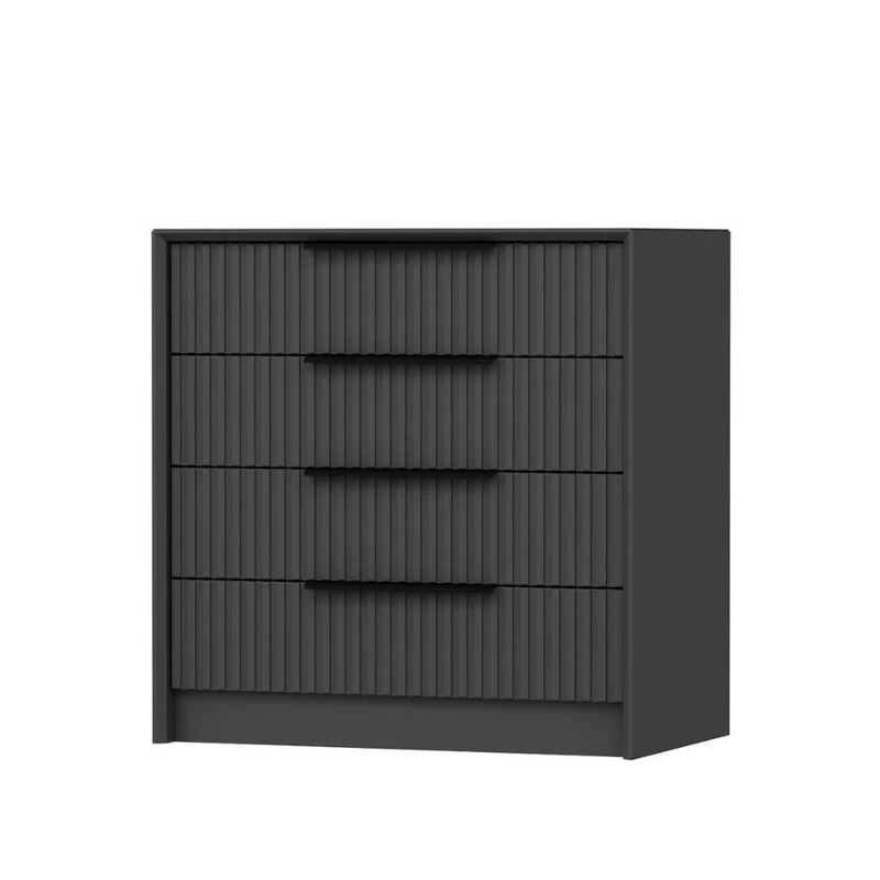 Cassettiera con 4 cassetti incassati colore antracite effetto cannettato 72x42x77H cm - Wilmy