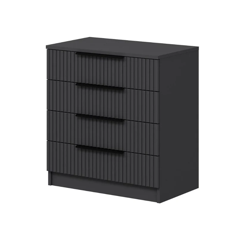 Cassettiera con 4 cassetti colore antracite effetto cannettato 72x42x77H cm - Wilmy