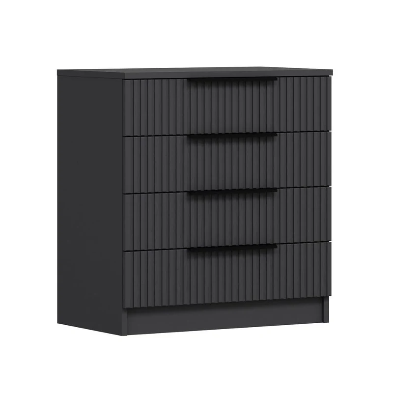 Cassettiera con 4 cassetti colore antracite effetto cannettato 72x42x77H cm - Wilmy