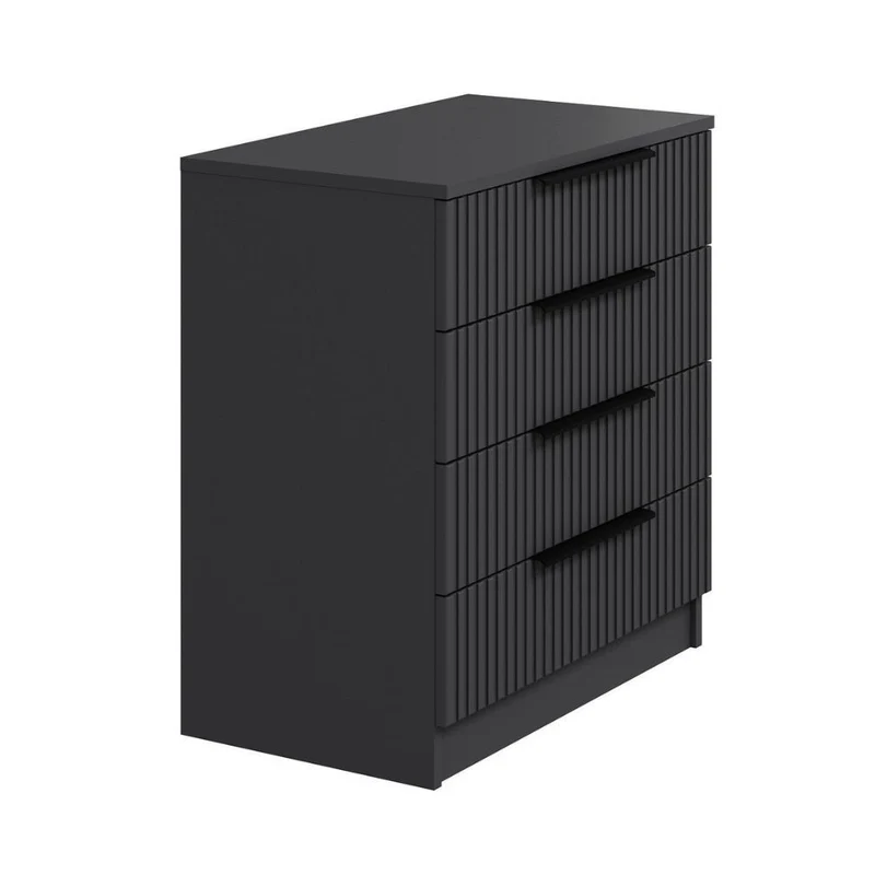 Cassettiera con 4 cassetti colore antracite effetto cannettato 72x42x77H cm - Wilmy