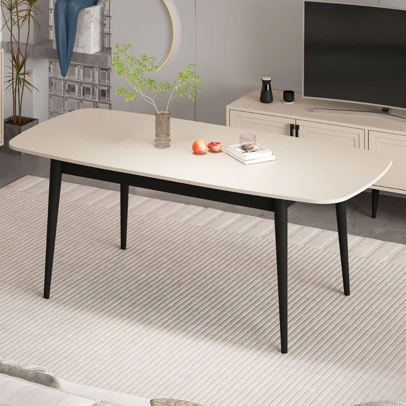 Tavolo allungabile con top colore cashmere e gambe nere 160x90x77H cm - Styril