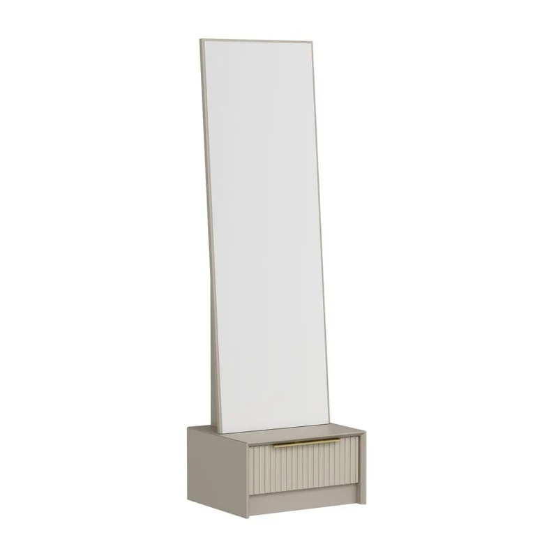 Specchio con base cassetto colore cashmere 54x45x178H cm - Wilmy