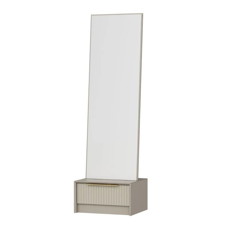 Specchio con base cassetto colore cashmere 54x45x178H cm - Wilmy