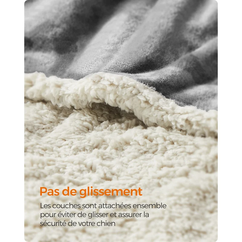 Couverture réversible pour animaux 203 x 152 cm protection canapé lit lavable en machine design moderne en tissu polaire gris 12_0011049